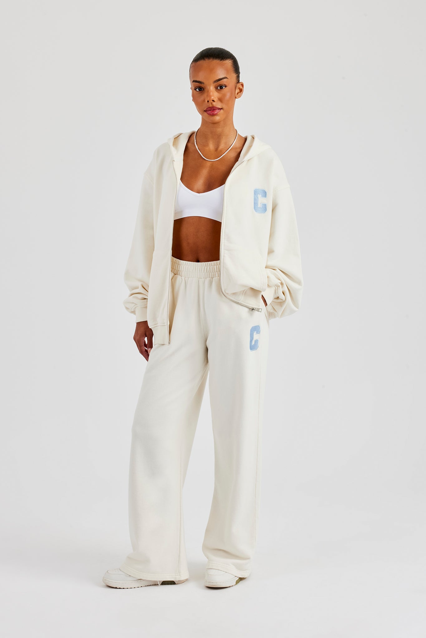 C Embroidered Zip Through Tracksuit - Off White